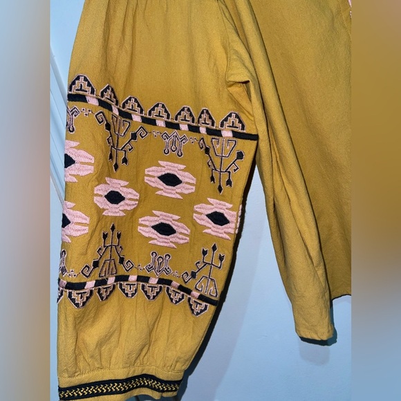 Anthropologie RD +Koko Plussize Embroidered Boho Puff Sleeve TieFront Jacket Top - Picture 10 of 10